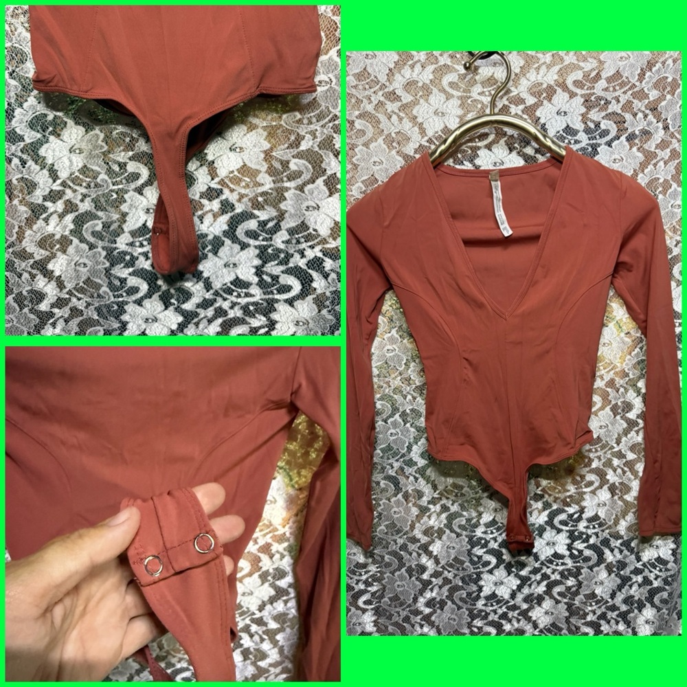 Free People Rust low V-Neck Bodysuit small thong excellent condition